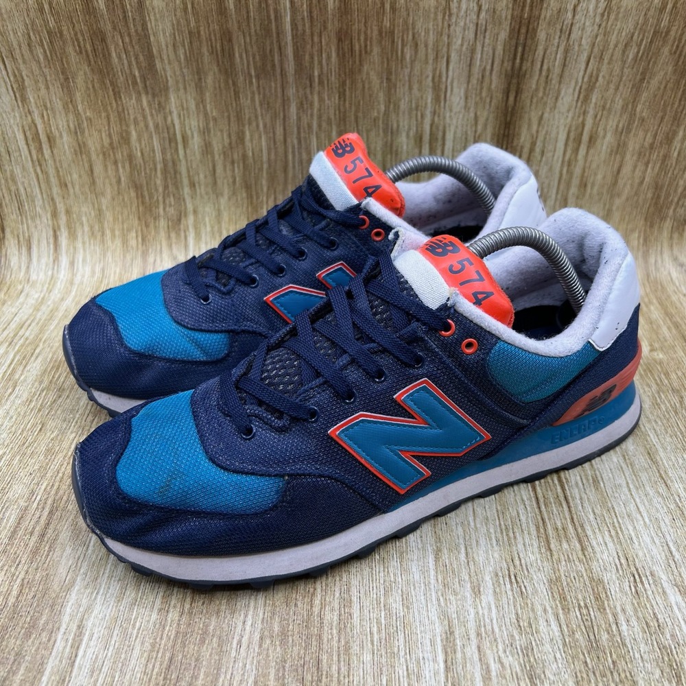 New Balance 574 Sneakers Men's Size 10.5 Navy Teal Orange Low Top ML574WNC - Picture 3 of 10